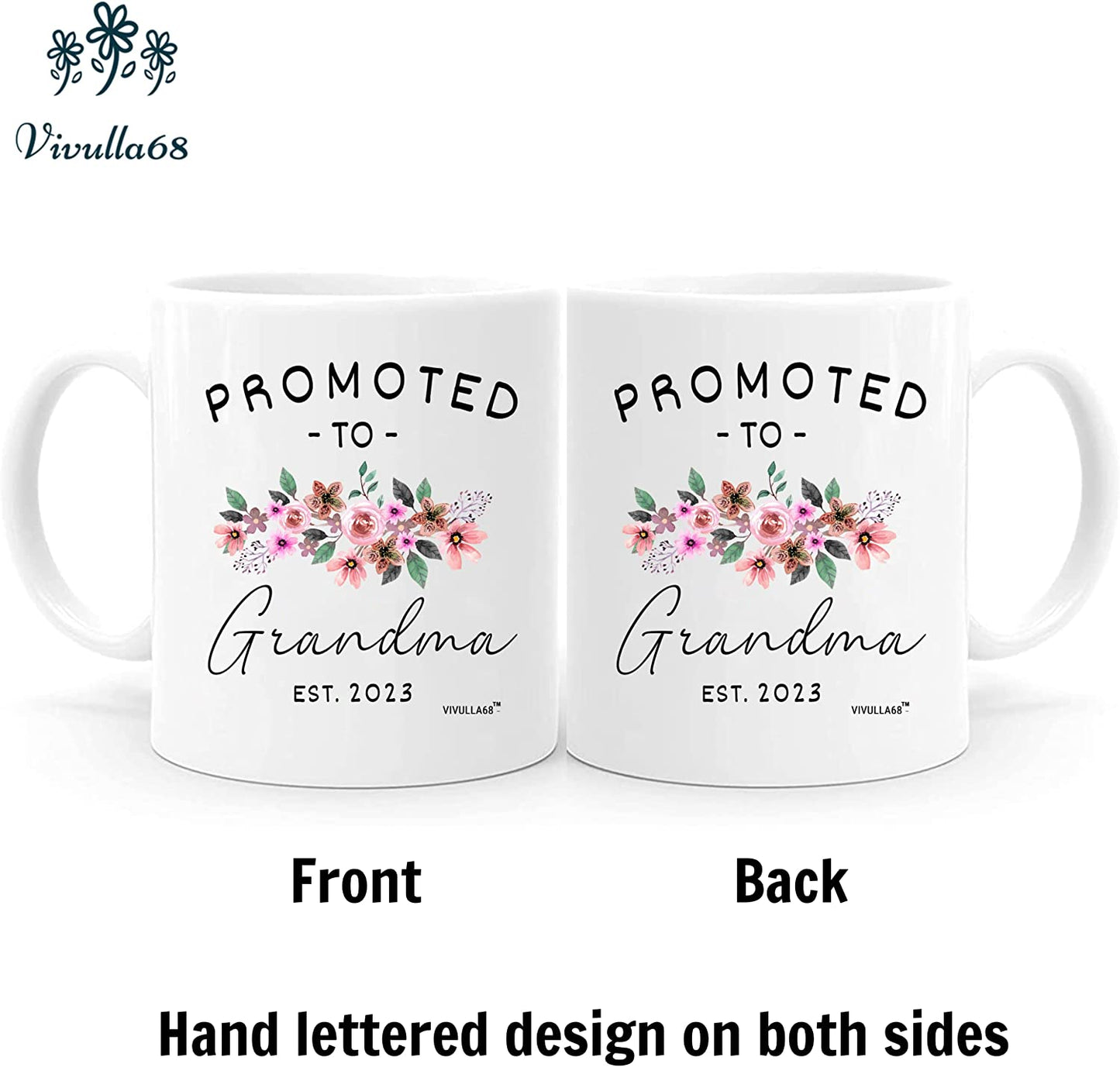 Vivulla68 Promoted To Grandparents Grandma And Grandpa 2023 Mugs, Pregnancy Announcement For Grandparents Mug Set, Grandma And Grandpa Announcement Gifts, Grandparents Baby Announcement Gifts