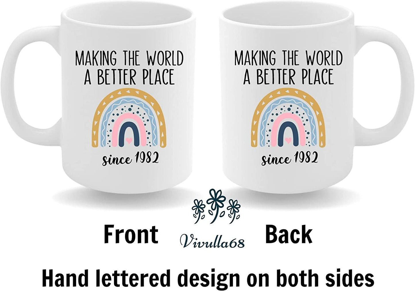Vivulla68 40th Birthday Gifts Women, 1982 Birthday Gifts For Women, 40 Year Old Birthday Gifts For Women, 40th Birthday Gift Ideas, 40 Birthday Gifts For Women, 40th Birthday Cups, Forty Mug