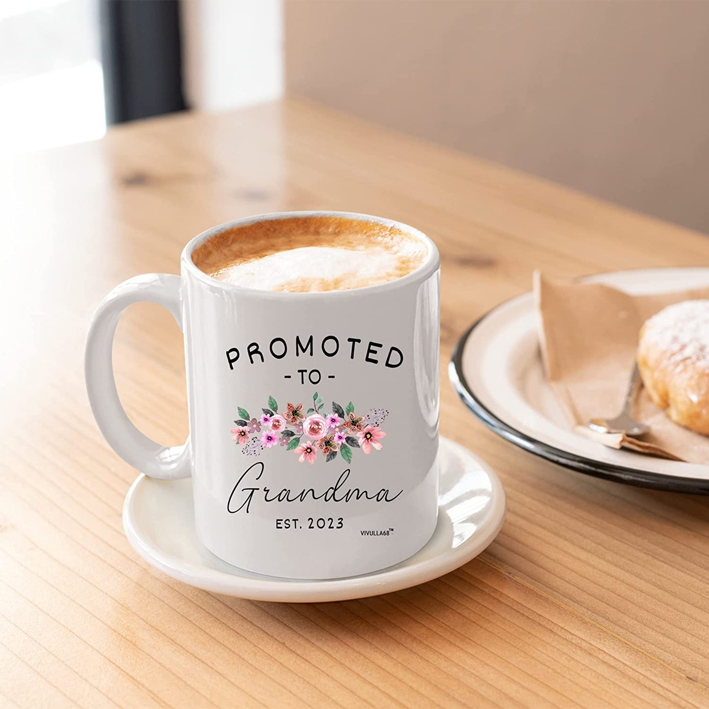 Vivulla68 Promoted To Grandparents Grandma And Grandpa 2023 Mugs, Pregnancy Announcement For Grandparents Mug Set, Grandma And Grandpa Announcement Gifts, Grandparents Baby Announcement Gifts