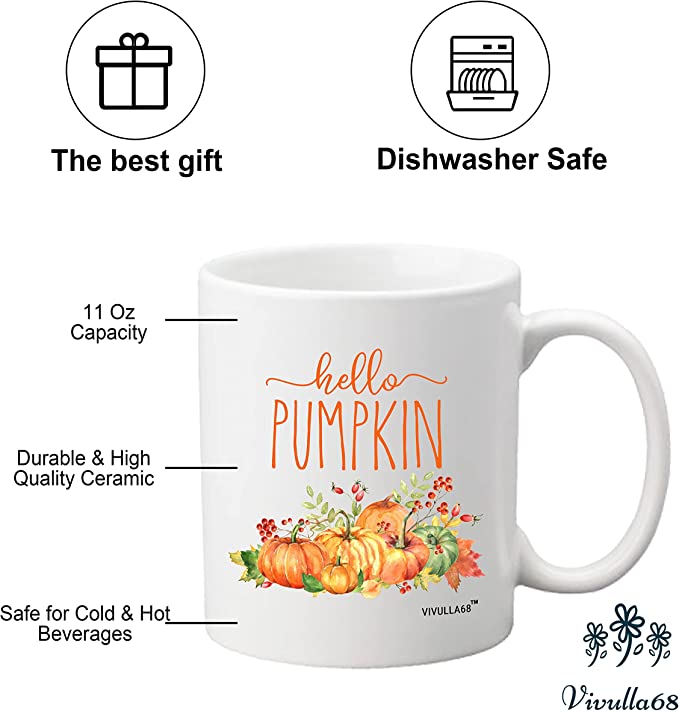 Hello Pumpkin Mug, Morning Pumpkin Coffee Mug, Fall Coffee Mug, Fall Themed Mugs, Great Pumpkin Mug, Pumpkin Mug, Autumn Coffee Cups, Pumpkin Shaped Mug, Hello Fall Mug