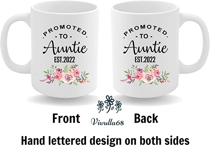 Vivulla68 Promoted to Aunt Coffee Mugs, New Auntie Gifts, Auntie Announcement Gifts, Best Friends Promoted to Aunt, Aunty to be, Sister to Aunt, New Aunt Gifts, Future Aunt Gifts, Auntie to be Gifts