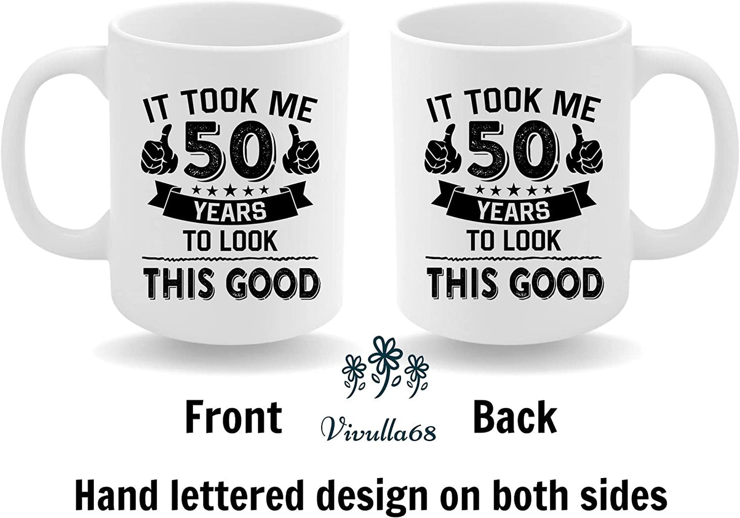 Vivulla68 50th Birthday Gifts For Women Men, Men's 50th Birthday Gift Ideas, Cool Gifts For 50 Year Old Woman, Funny 50th Birthday Gifts For Men, 50th Birthday Coffee Mugs For Women, 50th Cups