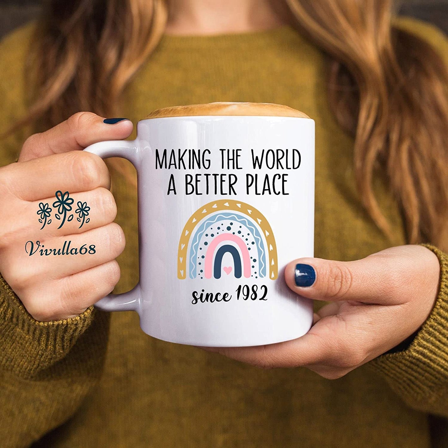 Vivulla68 40th Birthday Gifts Women, 1982 Birthday Gifts For Women, 40 Year Old Birthday Gifts For Women, 40th Birthday Gift Ideas, 40 Birthday Gifts For Women, 40th Birthday Cups, Forty Mug