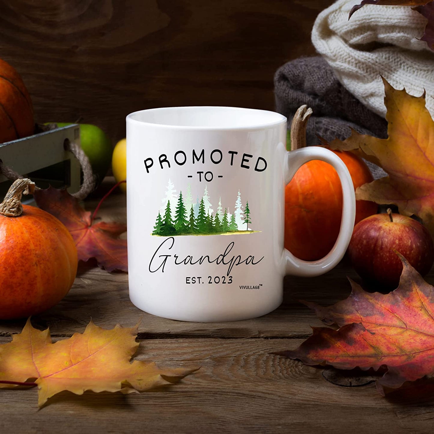 Vivulla68 Promoted To Grandparents Grandma And Grandpa 2023 Mugs, Pregnancy Announcement For Grandparents Mug Set, Grandma And Grandpa Announcement Gifts, Grandparents Baby Announcement Gifts