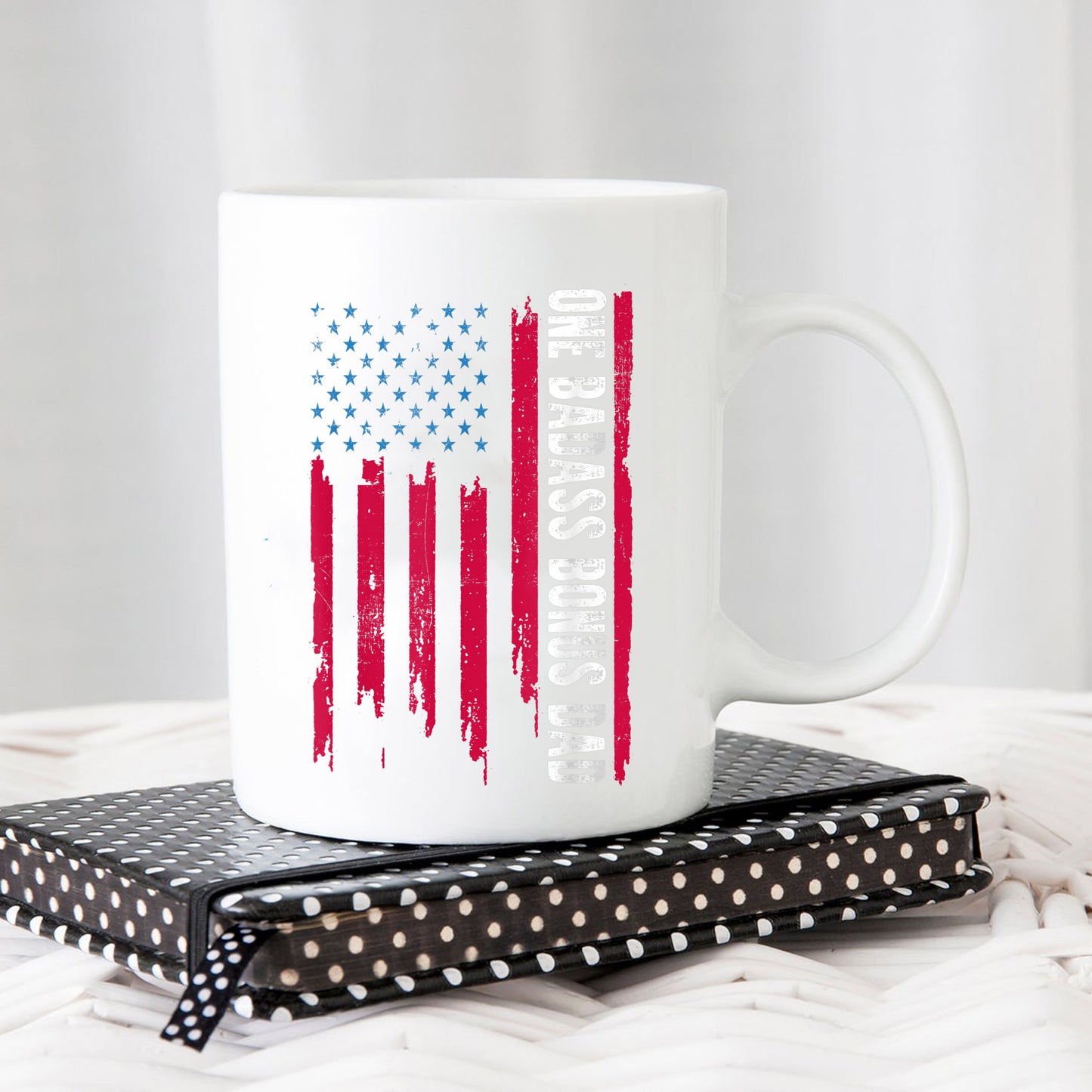Bonus Dad Mug Mens One Badass Bonus Dad American Flag Father Day 2021 Mug_2 , 11oz or 15oz, Happy Fathers Day Gift Ideas For Dad
