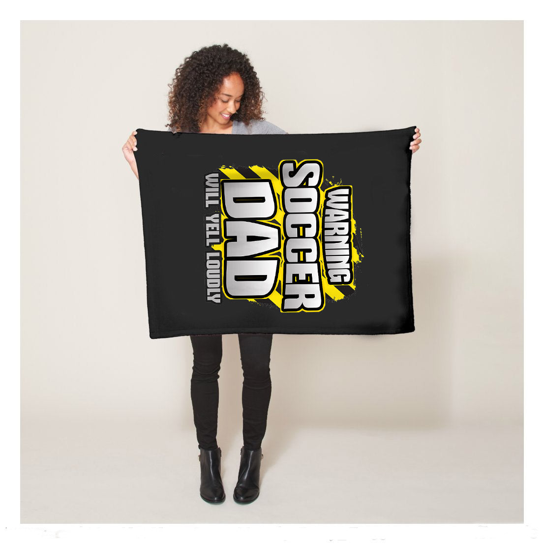 Funny Warning Soccer Dad Will Yell Loudly Fleece Blanket, Soccer Blankets, Soccer Gifts, Happy Fathers Day Gift Ideas For Dad