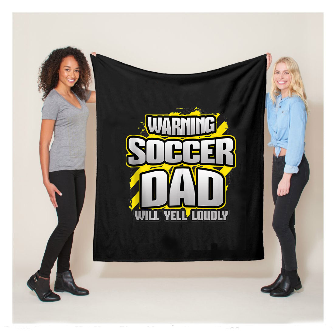 Funny Warning Soccer Dad Will Yell Loudly Fleece Blanket, Soccer Blankets, Soccer Gifts, Happy Fathers Day Gift Ideas For Dad
