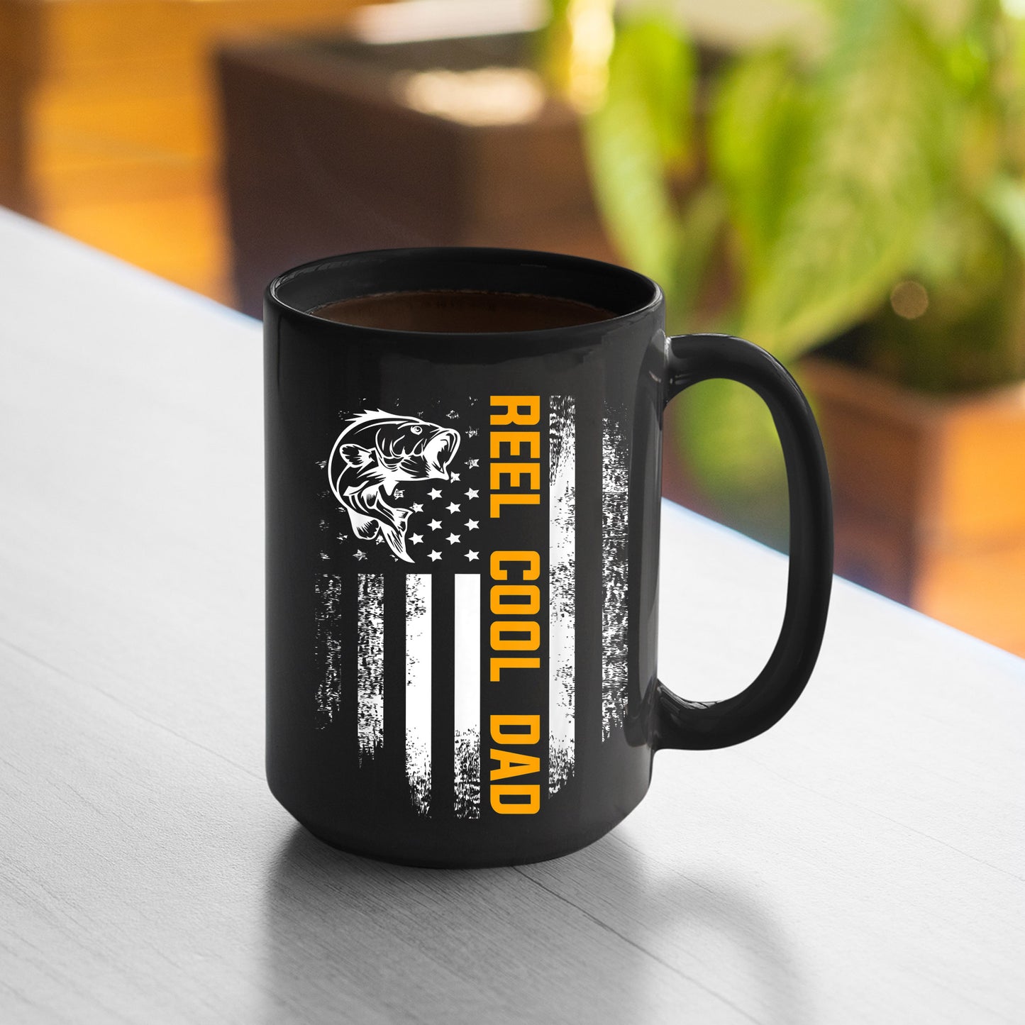 Reel Cool Dad Mug Reel Cool Dad American Flag Fishing Fathers Day Gift Mug , 11oz or 15oz, Happy Fathers Day Gift Ideas For Dad