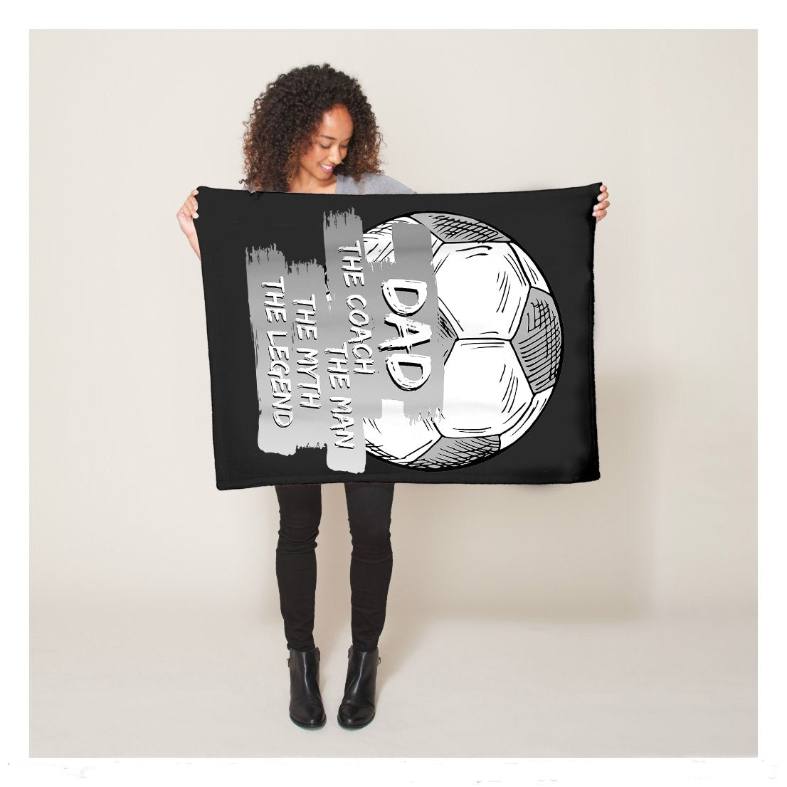 Dad The Coach The Man The Myth The Legend Soccer Dad Gift Sherpa Blanket, Soccer Blankets, Soccer Gifts, Happy Fathers Day Gift Ideas For Dad