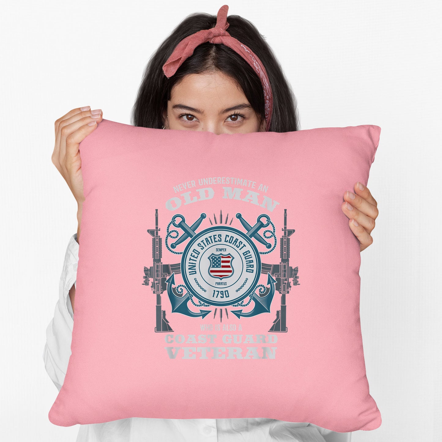 Memorial Day 2021 Coast Guard Veteran Cushion US Coast Guard Veteran Vintage Veteran Flag Tees Cushion, Print Linen Cushion
