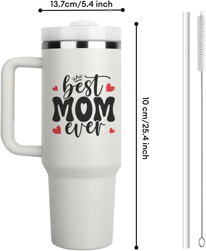 Vivulla68 Best Mom Ever Tumbler With Handle 40oz, Mom Coffee Tumbler, Mama Tumbler, Best Mom Ever Mug, Momma Gifts, Mom Birthday Present, Mama Cup, Mothers Day Gifts Tumbler, Moms Christmas Gift Ideas