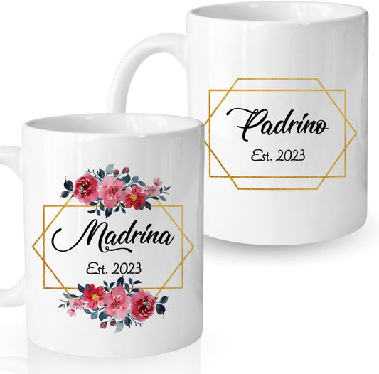 Vivulla68 Padrinos De Bautizo Propuesta Set 2 Tazas Café 11Oz, Godparents Proposal Gift, Quieren Ser Mis Padrinos De Bautizo, Quieres Ser Mis Padrinos De Bautizo, Quieres Ser Mi Madrina est 2023