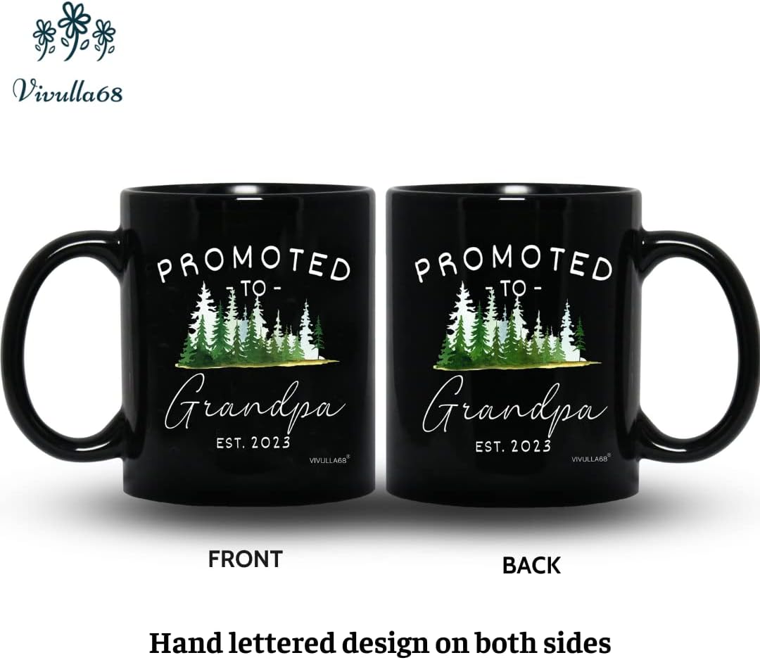 Vivulla68 Pregnancy Announcement For Grandparents Mug Set, Promoted To Grandparents Grandma And Grandpa 2023 Mugs, New Grandparents Gifts First Time 2023, Grandparents Baby Announcement Gifts (Black)