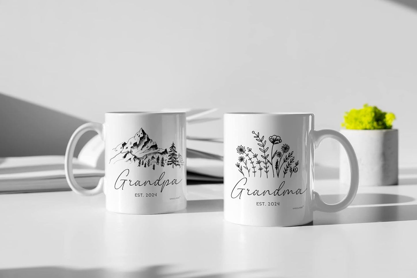 Vivulla68 New Grandparents Gifts First Time 2024, Pregnancy Announcement For Grandparents Mug Set, Promoted To Grandparents Grandma And Grandpa 2024 Mugs, Grandparents Baby Announcement Gifts Est 2024