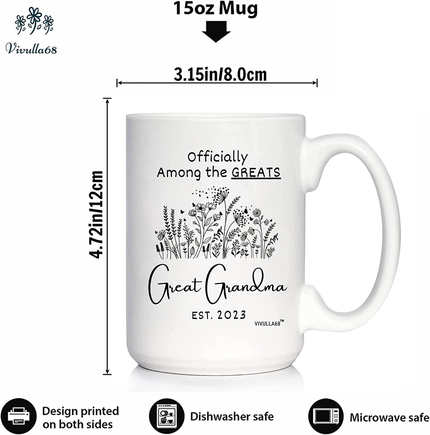 Great Grandma 15 Oz Mug 2023, New Great Grandma Gifts, Youre Going To Be Great Grandparents Gifts, Presents For Great Grandma Pregnancy Announcement, Happy Mothers Day Gifts for Great Grandmother
