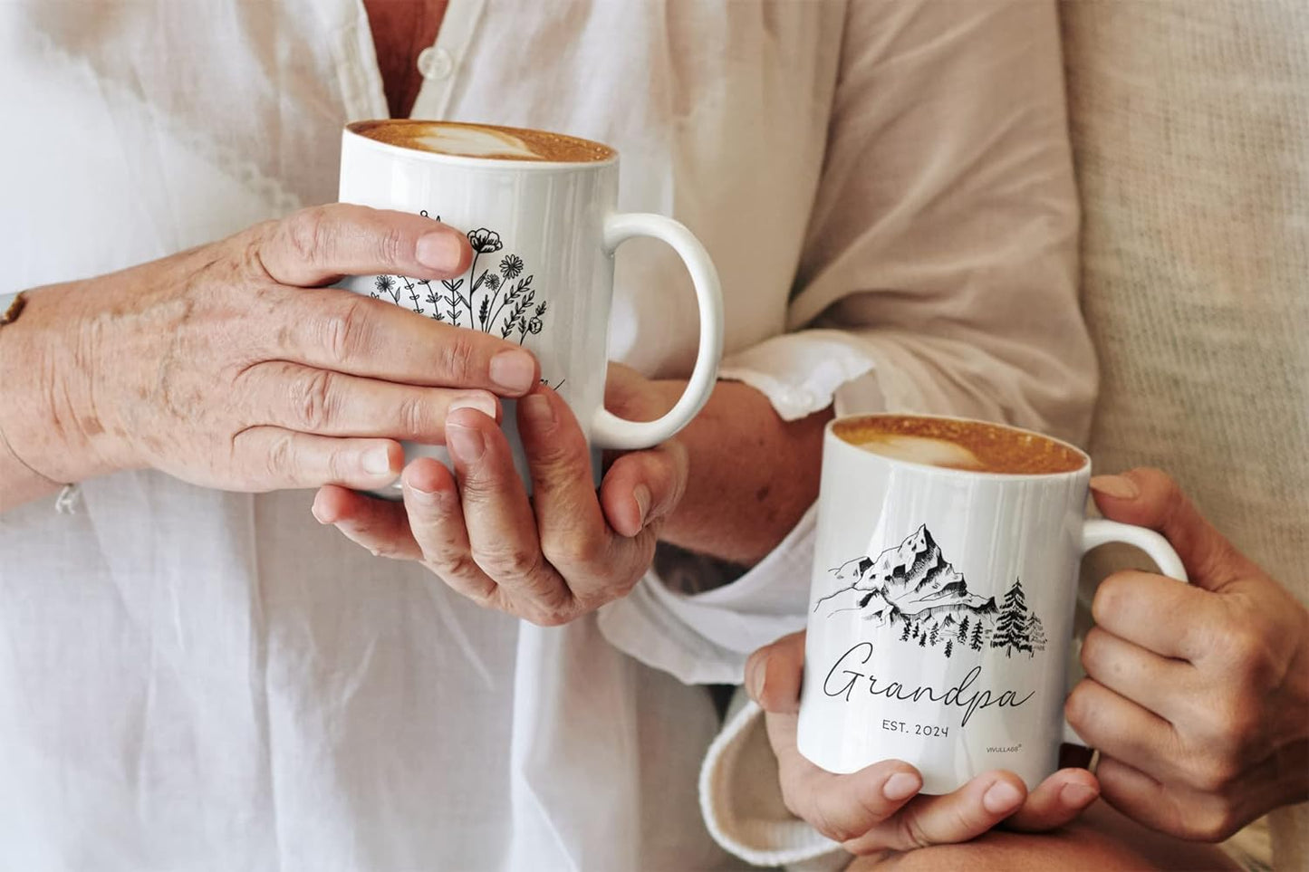 Vivulla68 New Grandparents Gifts First Time 2024, Pregnancy Announcement For Grandparents Mug Set, Promoted To Grandparents Grandma And Grandpa 2024 Mugs, Grandparents Baby Announcement Gifts Est 2024