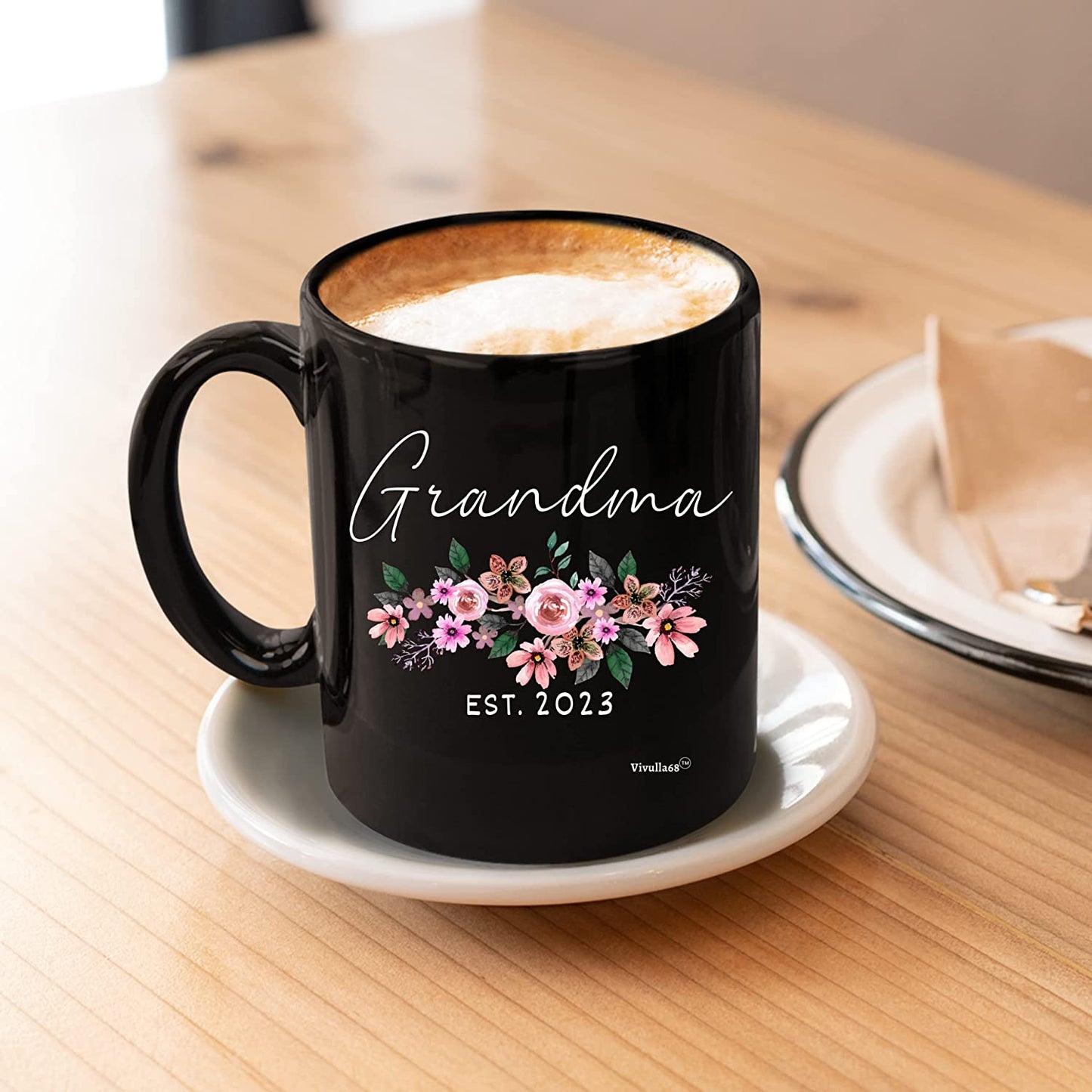 Vivulla68 Pregnancy Announcement For Grandparents Mug Set, Promoted To Grandparents Grandma And Grandpa 2023 Mugs, Grandma And Grandpa Announcement Gifts, Grandparents Baby Announcement Gifts (Black)
