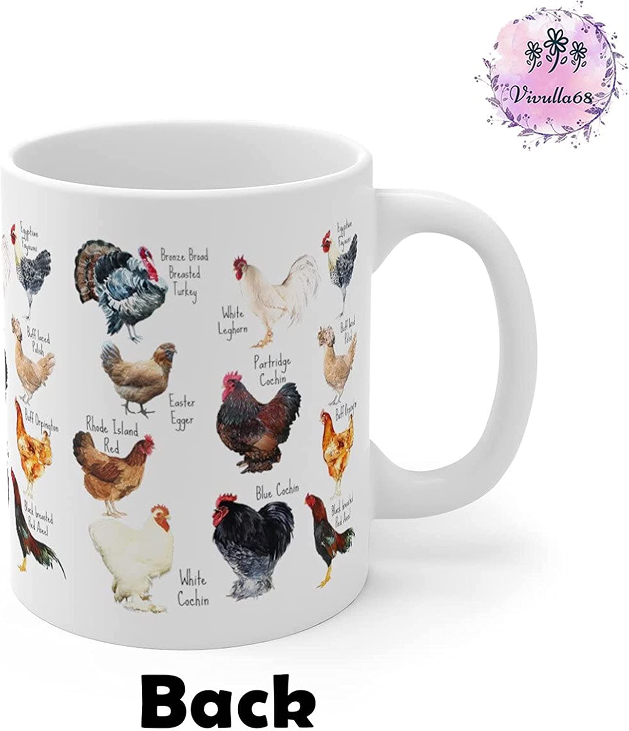 Breeds of Chicken Coffee Mug 11 Oz, Chicken Gifts For Chicken Lovers, Women, Chicken Mom Stuffs, Chicken Mug Gifts for Chicken Owners, Chicken Themed Gifts for Mothers Day