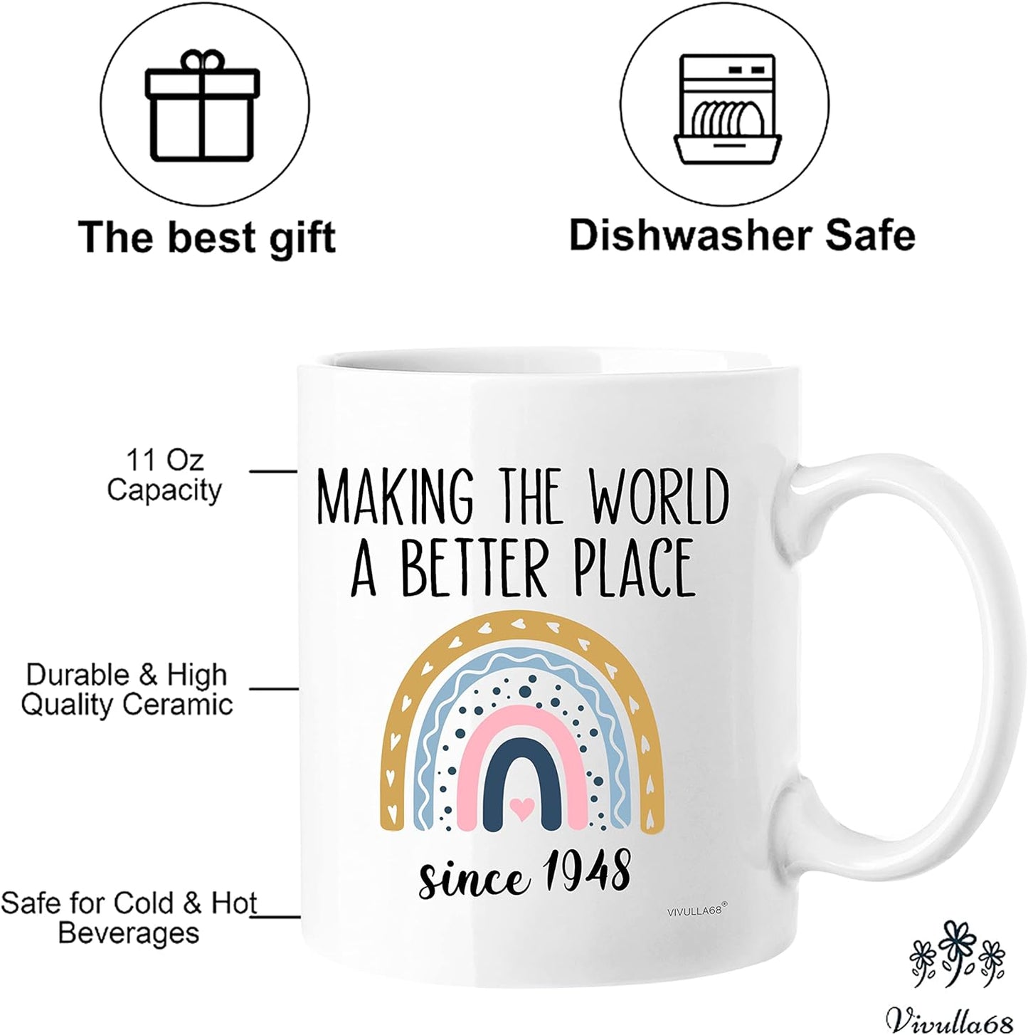 75th Birthday Gifts For Mom, 1948 Birthday Gifts For Women Men, Gifts For 75th Birthday, 75th Birthday Gift Ideas, 75th Birthday Gifts For Women Men, Gifts For 75 Year Old Woman, 75th Birthday Mug