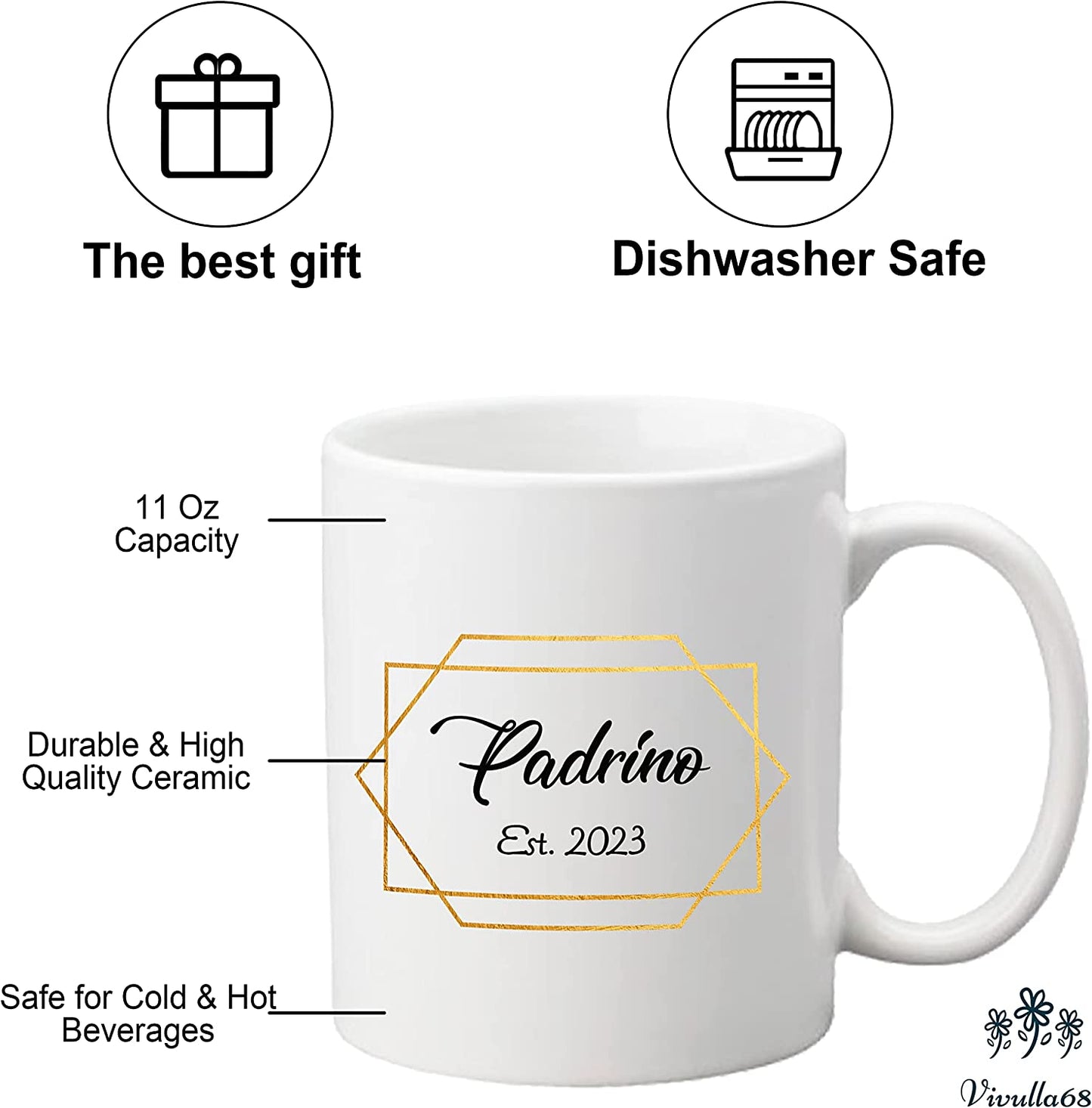 Padrinos De Bautizo Propuesta Set 2 Tazas Café 11Oz, Godparents Proposal Gift, Quieren Ser Mis Padrinos De Bautizo, Quieres Ser Mis Padrinos De Bautizo, Quieres Ser Mi Madrina est 2023