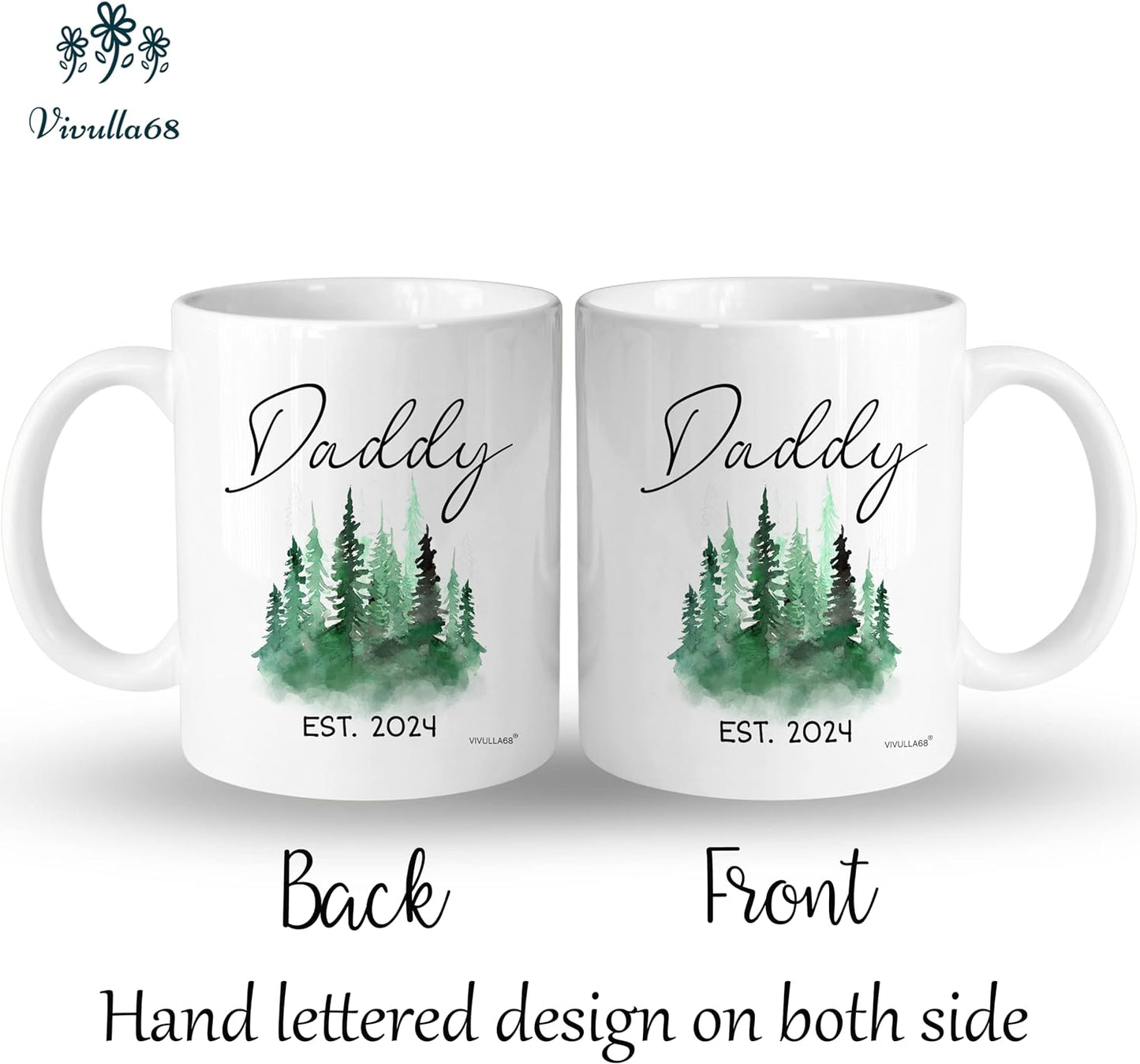 Vivulla68 Mommy Daddy Est 2024 Mugs, Pregnancy Announcement For Parents Mug Set, New Mom and Dad Gifts First Time 2024, New Parent Gifts, Baby Announcement Mug, Mom and Dad Mugs