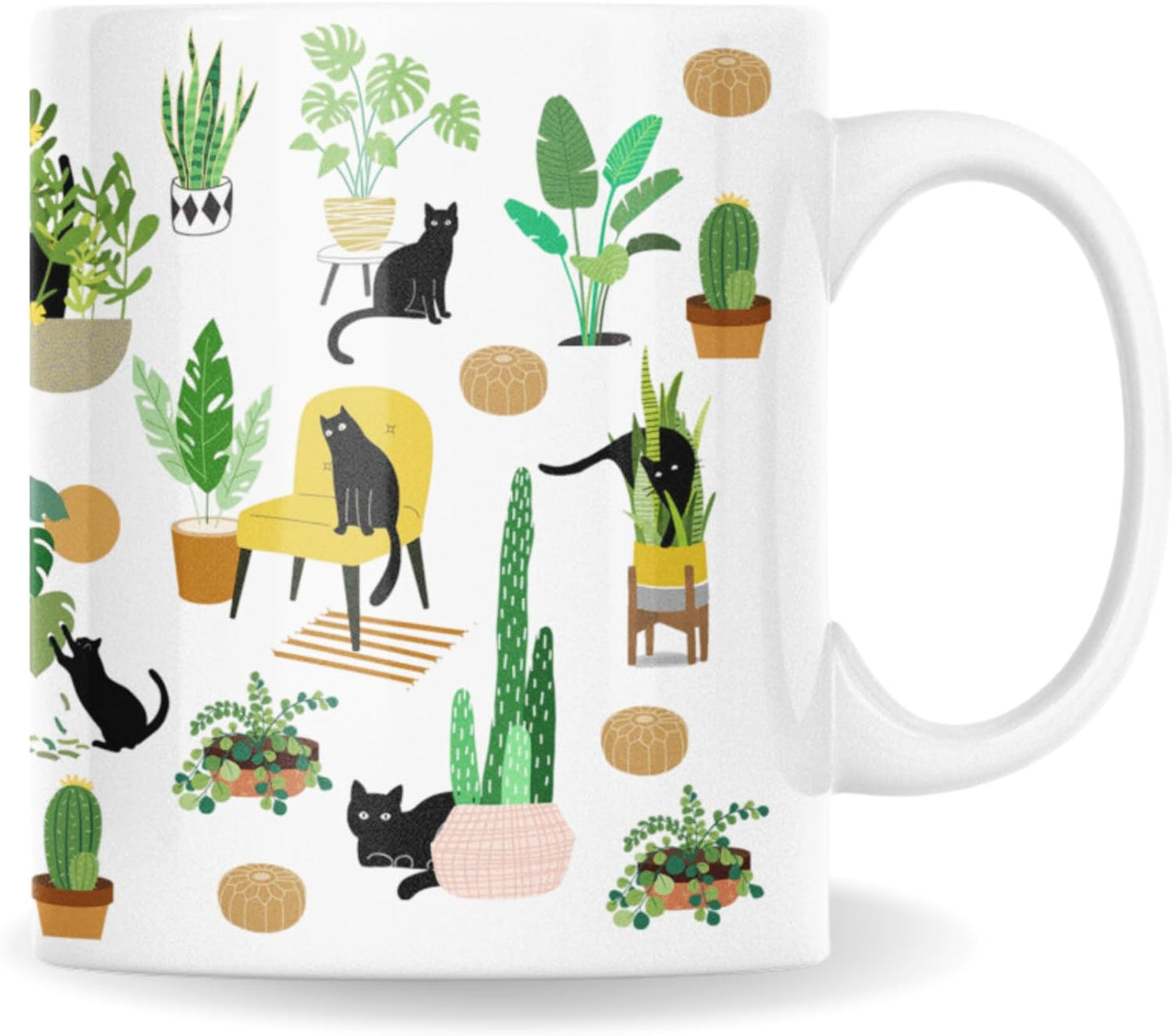 Vivulla68 Cat And Plant Mug, Gardening Gifts For Women, Cat Christmas Gifts For Women, Cat Cup, Cat Coffee Mugs For Cat Lovers, Plant Lover Gifts For Women, Cat Themed Gifts For Women, Plant Mom Gifts