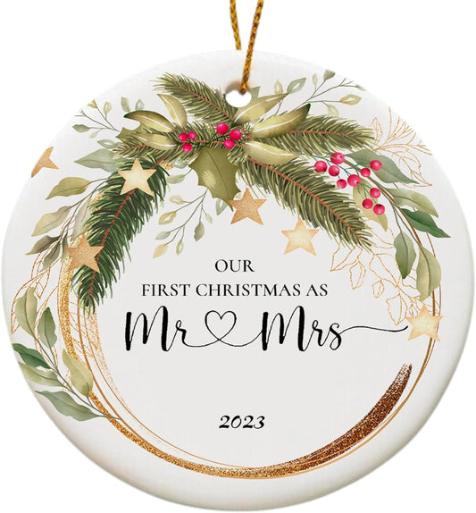 Wedding Gifts for Couple, Our First Christmas Married Ornament 2023, First Christmas As Mr and Mrs, 1st Christmas Married Ornament 2023, Just Married Christmas Ornament 2023, Newlywed Gifts For Couple