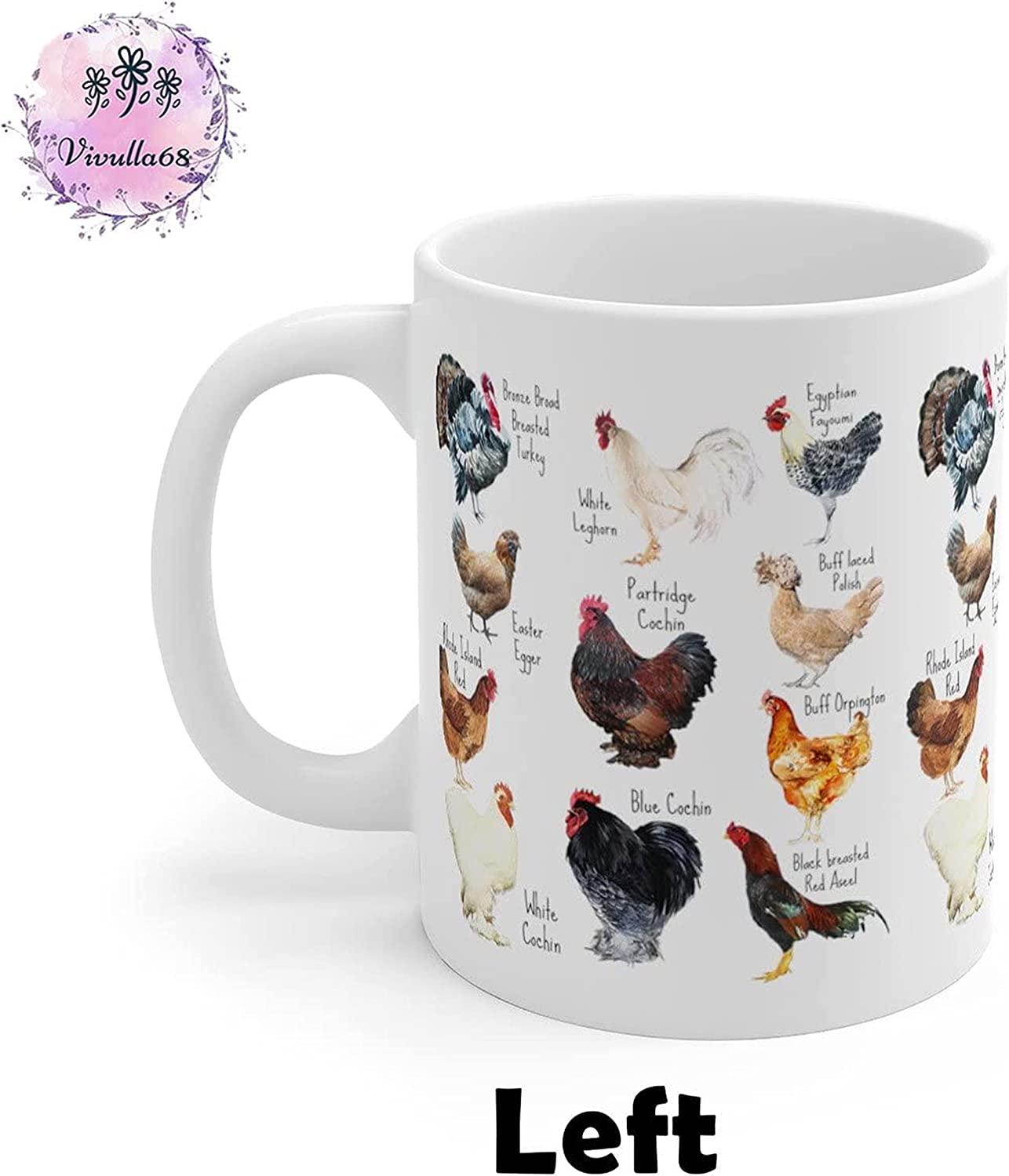 Breeds of Chicken Coffee Mug 11 Oz, Chicken Gifts For Chicken Lovers, Women, Chicken Mom Stuffs, Chicken Mug Gifts for Chicken Owners, Chicken Themed Gifts for Mothers Day