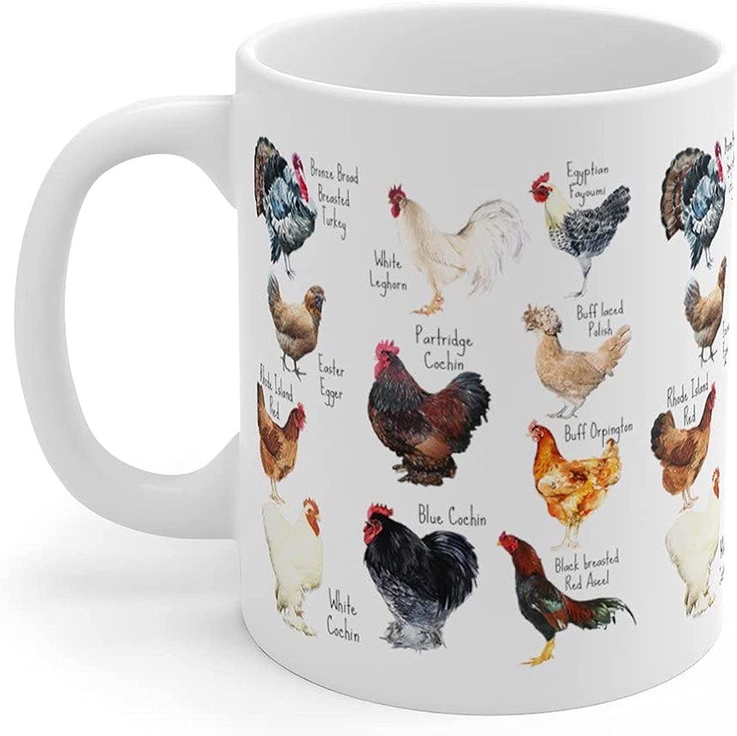 Breeds of Chicken Coffee Mug 11 Oz, Chicken Gifts For Chicken Lovers, Women, Chicken Mom Stuffs, Chicken Mug Gifts for Chicken Owners, Chicken Themed Gifts for Mothers Day