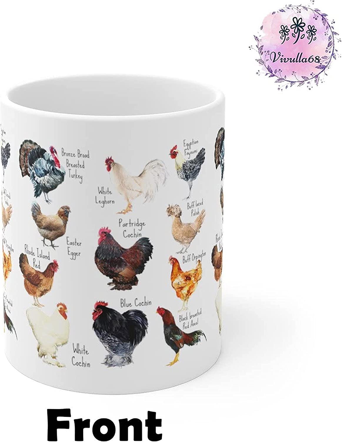 Breeds of Chicken Coffee Mug 11 Oz, Chicken Gifts For Chicken Lovers, Women, Chicken Mom Stuffs, Chicken Mug Gifts for Chicken Owners, Chicken Themed Gifts for Mothers Day