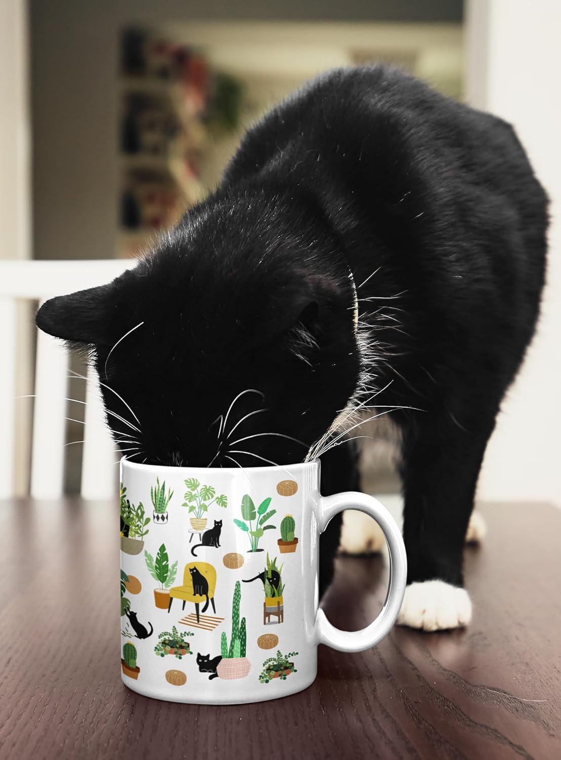 Vivulla68 Cat And Plant Mug, Gardening Gifts For Women, Cat Christmas Gifts For Women, Cat Cup, Cat Coffee Mugs For Cat Lovers, Plant Lover Gifts For Women, Cat Themed Gifts For Women, Plant Mom Gifts