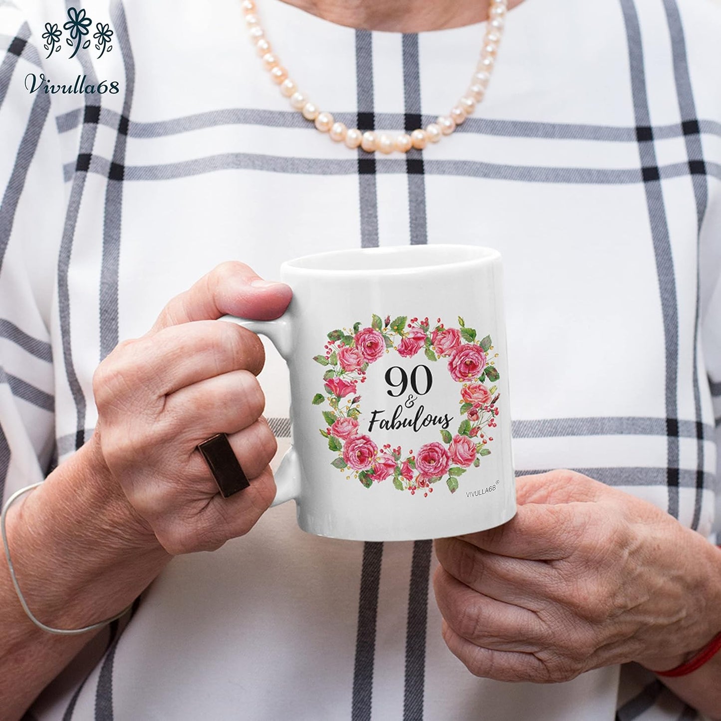 Vivulla68 90 Fabulous Birthday Mug, 90th Birthday Gifts For Women, 90 Year Old Birthday Gifts For Women, 90th Birthday Decorations For Woman, 90th Birthday Cups, 90th Birthday Gift Ideas For Grandma