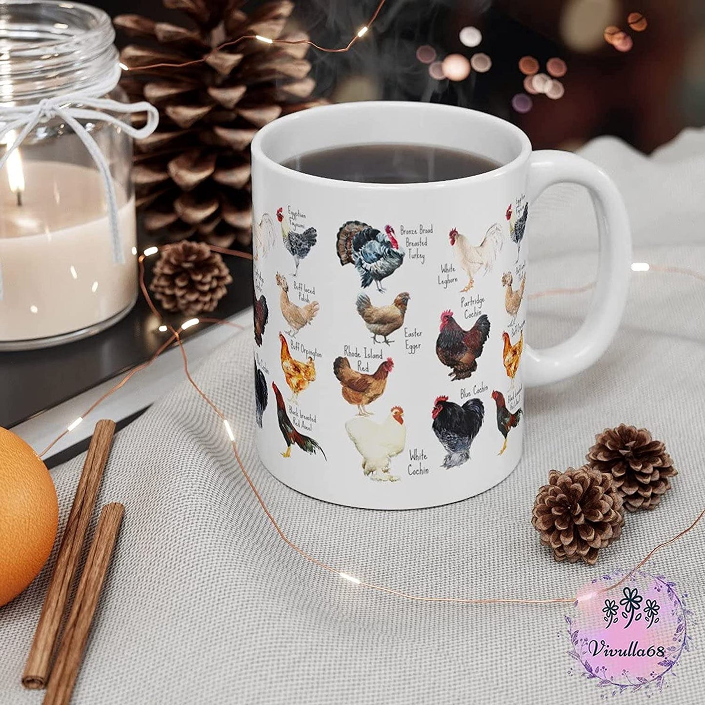 Breeds of Chicken Coffee Mug 11 Oz, Chicken Gifts For Chicken Lovers, Women, Chicken Mom Stuffs, Chicken Mug Gifts for Chicken Owners, Chicken Themed Gifts for Mothers Day