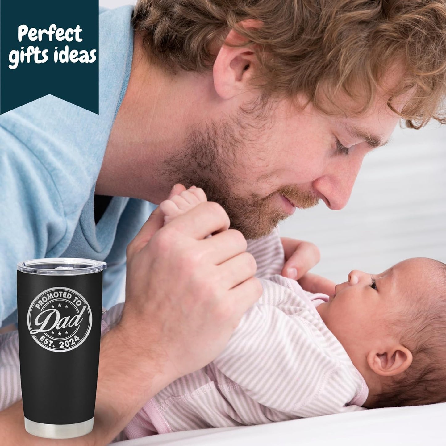 Vivulla68 Promoted To Dad 2024 Tumbler, Dad Est 2024 Mug, Dad Established 2024 Coffee Cup, New Parents Gifts, First Time Daddy Gifts For Fathers Day And Christmas, Father To Be, Daddy To Be Gift Ideas