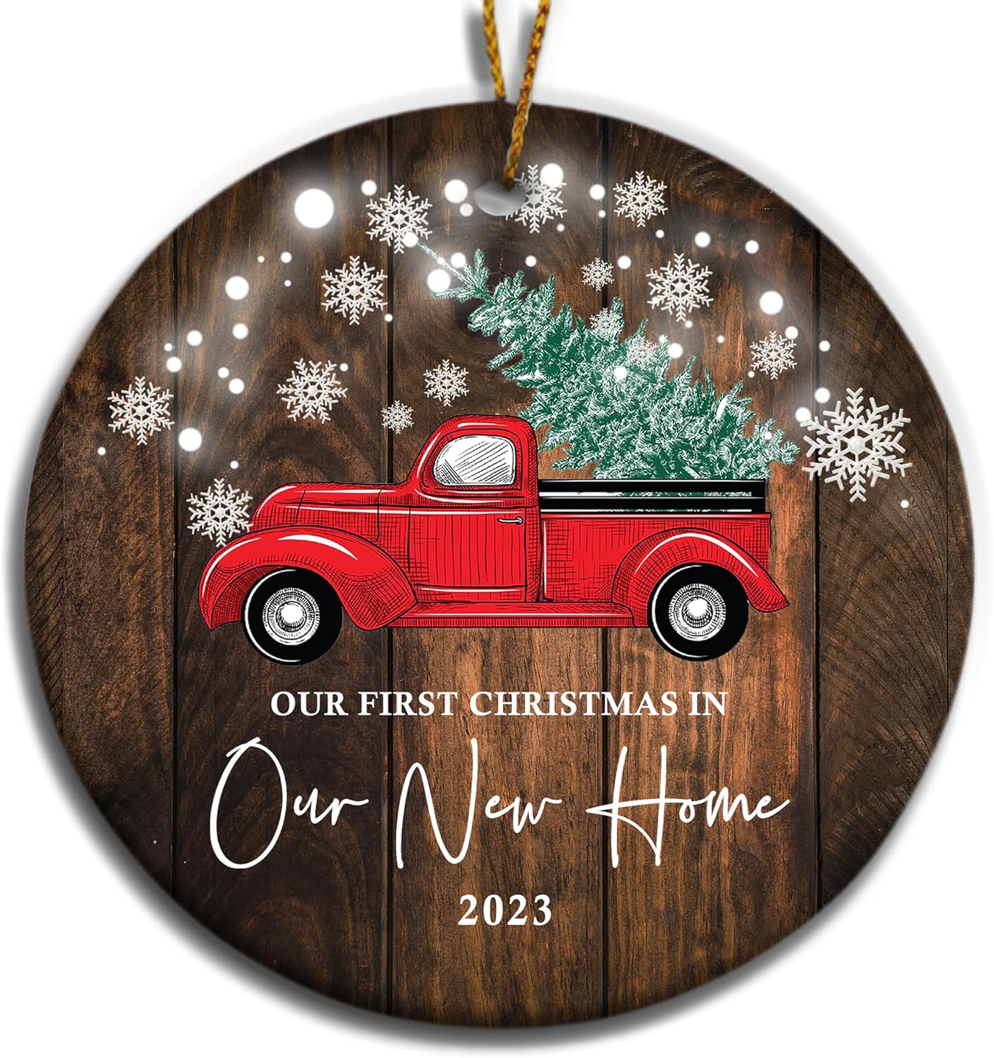 Vivulla68 New Home Ornament 2023, New Home Christmas Ornament 2023, First Christmas in Our New Home Ornament 2023, 1st Christmas in Our New Home 2023 for Christmas Tree, Red Truck Christmas Ornament