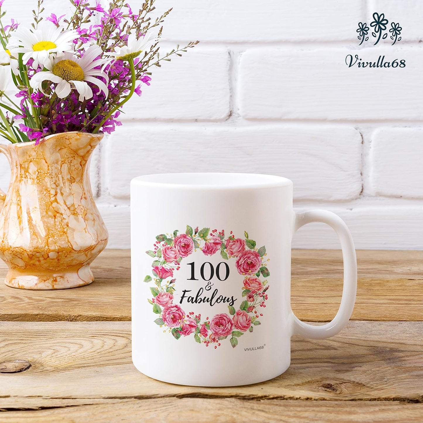 Vivulla68 100 & Fabulous Birthday Mug, 100th Birthday Gifts For Women, Birthday Gifts For 100 Year Old Woman, Gifts Ideas For 100th Birthday, 100th Birthday Decorations For Women Men, Turning 100 Gift