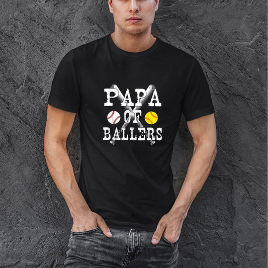 Dad Of Ballers Funny Baseball Softball Cotton T Shirt For Dad, Baseball Dad Gifts, Baseball Birthday Gifts For Dad