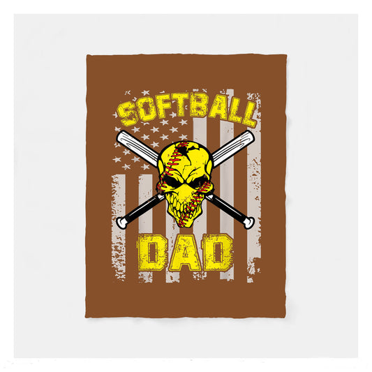 Softball Dad American Flag Father's Day Sherpa Softball Blankets, Baseball Dad Gifts, Baseball Birthday Gifts For Dad