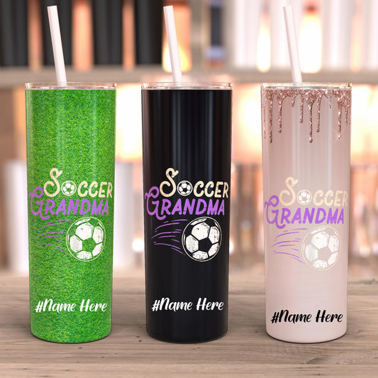 My Favorite Soccer Player Calls Me Grandma 20 Oz Soccer Tumbler,  Personalized Soccer Tumbler, Soccer Travel Mug, Soccer Grandma Gifts, Personalized Birthday Gifts For Grandma