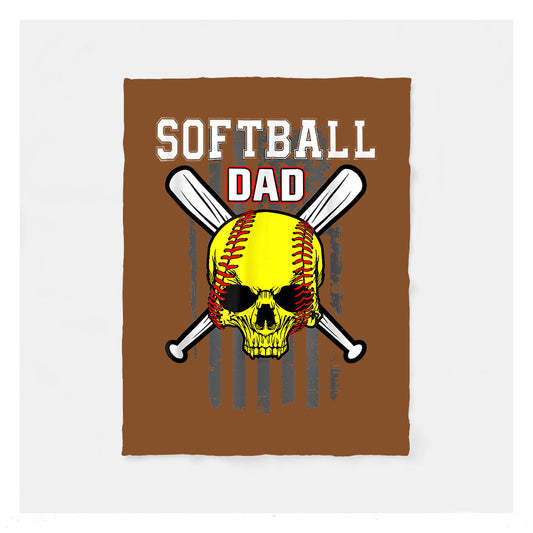 Softball Dad American Flag Father's Day Sherpa Softball Blankets, Baseball Dad Gifts, Baseball Birthday Gifts For Dad