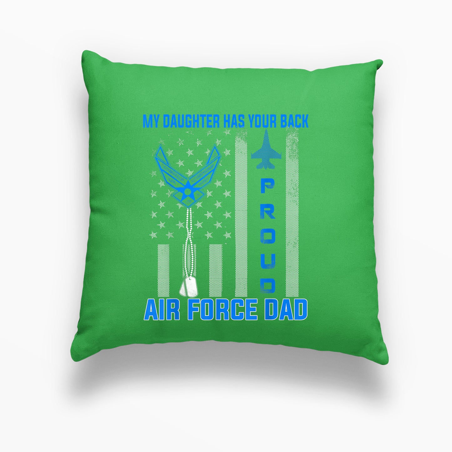 Memorial Day , Air Force Memorial Pillow, Air Force Dad Print Linen Cushion, GreenFor Husband