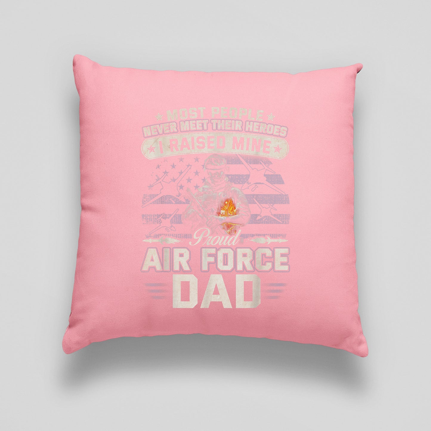 Memorial Day 2021, Air Force Memorial Pillow, Air Force Dad Print Linen Cushion,  PinkFor Friend