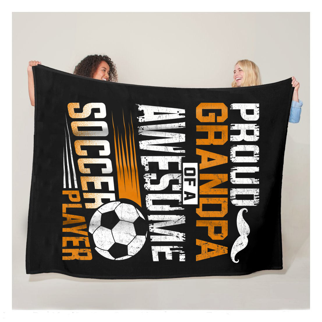 Proud Grandpa Of An Awesome Soccer Player Fleece Blanket,  Soccer Blankets, Soccer Gifts, Happy Fathers Day Gift Ideas For Grandpa