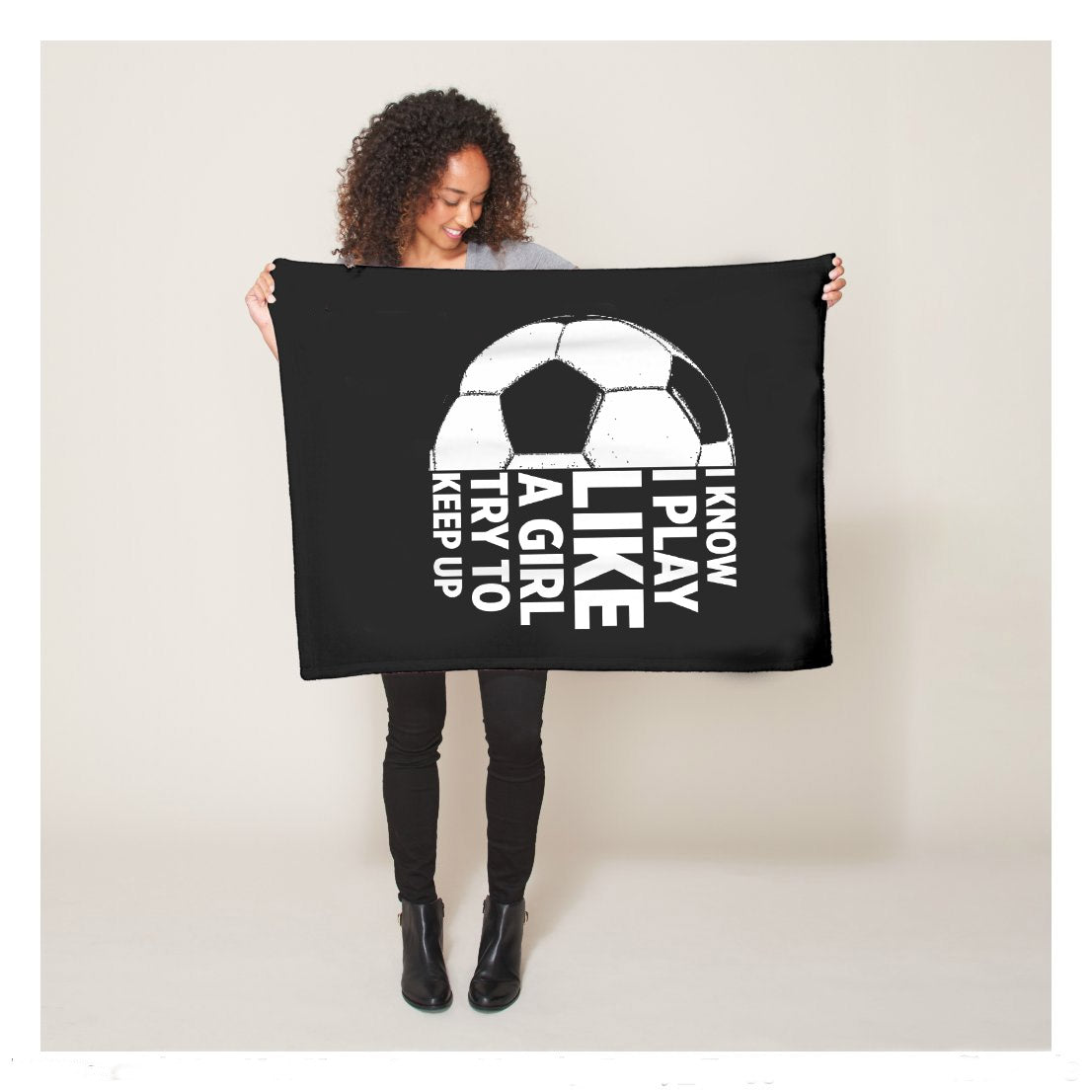 I Know I Play Like A Girl Soccer Try To Keep Up Sherpa Blanket,  Soccer Outdoor Blankets, Soccer Gifts For Coach And Soccer Players, Birthday Gift For Soccer Player