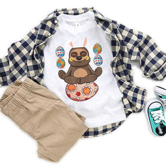 Yoga Sloth Easter Shirt, Girls Boys Easter Shirt, Easter Gifts For Kids, Easter Gifts For Toddlers, Easter Gifts For Boys