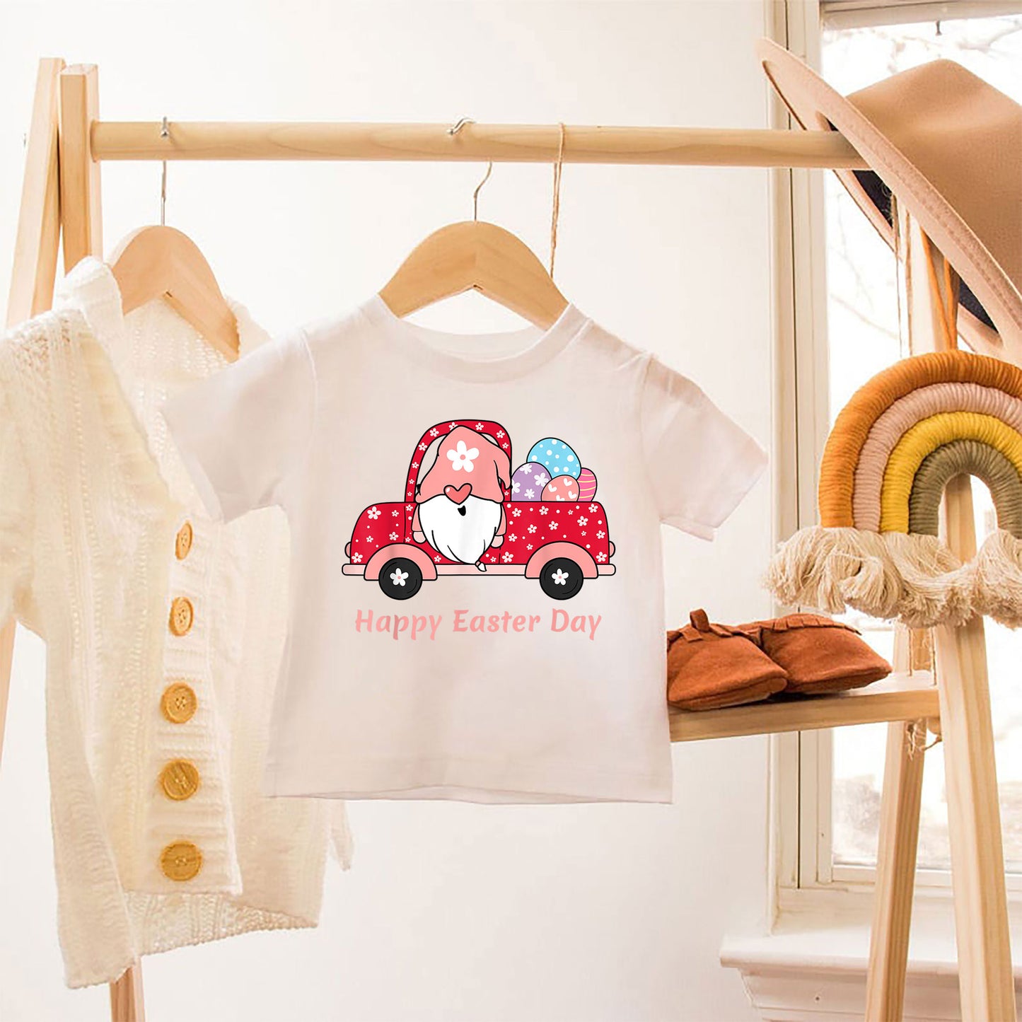 Happy Easter Gnome Car Shirt, Girls Easter Shirt, Easter Gifts For Kids, Easter Gifts For Toddlers