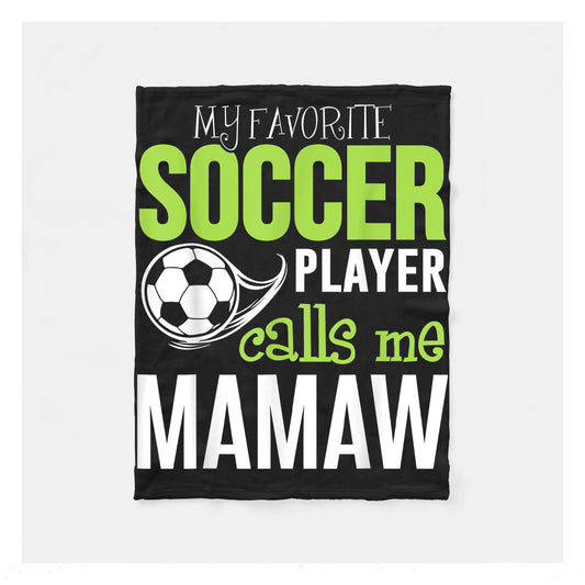 My Favorite Soccer Player Calls Me Grandma Fleece Blanket,  Soccer Outdoor Blankets, Soccer Gifts For Coach And Soccer Players, Birthday Gift For Soccer Player