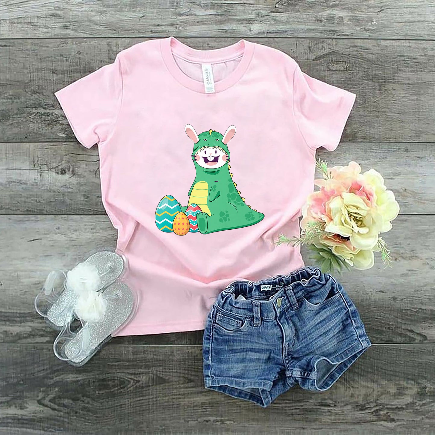Dinosaur Easter Shirt, Cute Bunny Dino Easter Shirt, Funny Easter Shirt, Easter Gifts For Kids, Easter Gifts For Toddlers