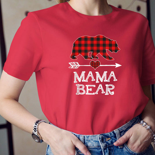 Mother Day, Mamabear Shirt, Pajama Red Plaid Mamabear T-shirt, For Mom And Grandma, Good Mother Day Gifts, Awesome Mother In Law Shirt