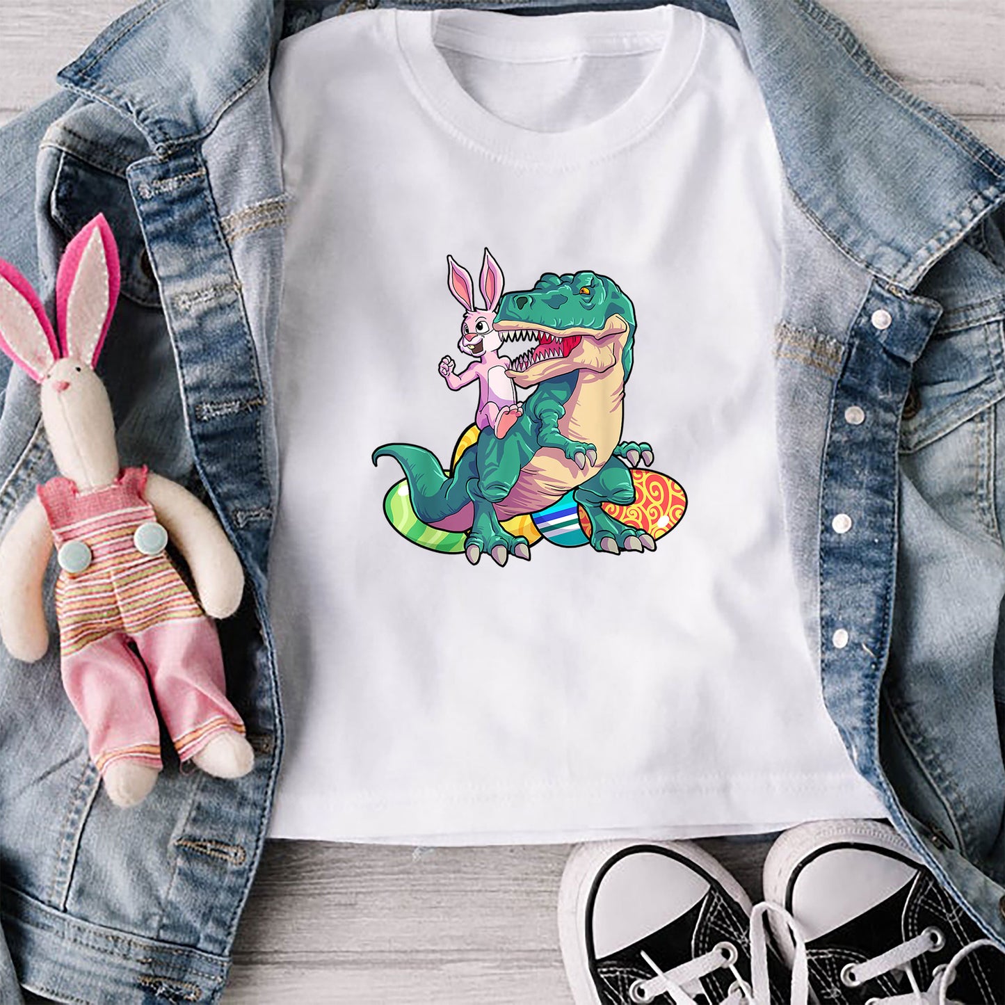 Bunny Riding Dinosaur Easter Shirt, Girls Boys Easter Shirt, Easter Gifts For Kids, Easter Gifts For Toddlers